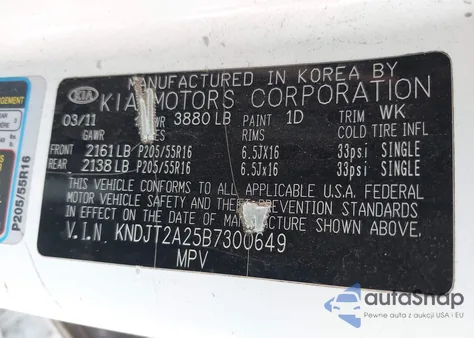 2011 Kia Soul + z USA, uszkodzony, nr VIN KNDJT2A25B7300649